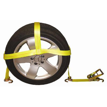 Car Carrier Tire Holder Basket Strap w/ Swivel Hooks & Ratchet image