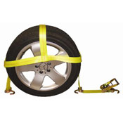 Car Carrier Tire Holder Basket Strap w/ Swivel Hooks & Ratchet image