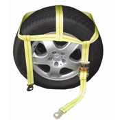Wheel Net Auto Tie Down W/ Flat Snap Hooks & Ratchet image
