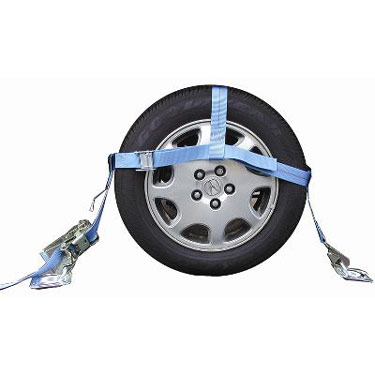 Wheel Net Car Tie Down w/ Twisted Snap Hook - Adj. w/ Ratchet image