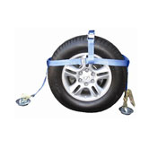 Wheel Net Car Tie Down w/ Twisted Snap Hook - Dbl Adj w/ Ratchet image